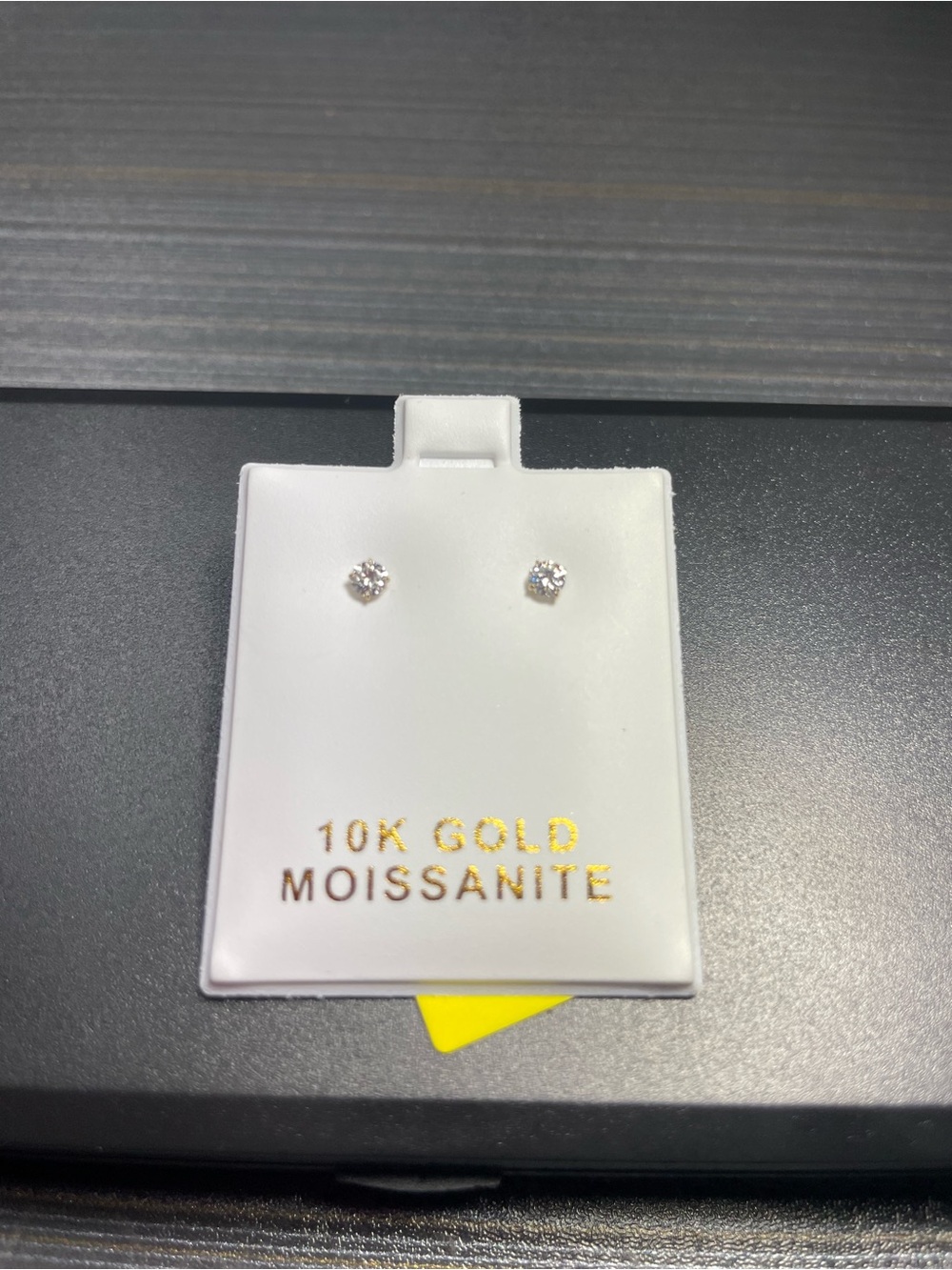 10K Gold Moissanite Stud Earrings - 10k Yellow Gold